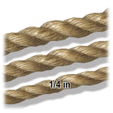 Natural Jute Craft Rope, 1/4 to 1/2 in, 6 Size Options, Eco-Friendly, Macrame, Plant Hangers, Dreamcatchers, Home Decor