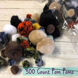 Pom Poms 300-Count Assortment, 6 Color Mix Options, Kids Crafts, School Art Projects, Decoration Making
