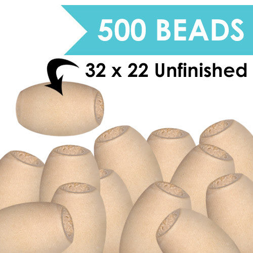500 Wood Bead Bag: 32x22mm - Unfinished