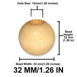 Round Wood Beads, 12mm to 38mm, 8 Color Options, Macrame Plant Hangers, Jewelry Making, Boho Wall Hangings