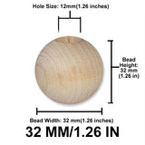 Round Wood Beads, 12mm to 38mm, 8 Color Options, Macrame Plant Hangers, Jewelry Making, Boho Wall Hangings