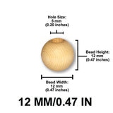 Round Wood Beads, 12mm to 38mm, 8 Color Options, Macrame Plant Hangers, Jewelry Making, Boho Wall Hangings