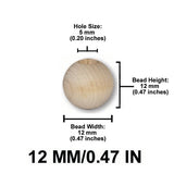 Round Wood Beads, 12mm to 38mm, 8 Color Options, Macrame Plant Hangers, Jewelry Making, Boho Wall Hangings