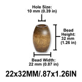Oval Wood Beads, 2 Sizes (13x25mm, 22x32mm), 8 Color Options, Macrame Plant Hangers, Jewelry Making, Home Decor