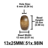 Oval Wood Beads, 2 Sizes (13x25mm, 22x32mm), 8 Color Options, Macrame Plant Hangers, Jewelry Making, Home Decor