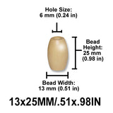 Oval Wood Beads, 2 Sizes (13x25mm, 22x32mm), 8 Color Options, Macrame Plant Hangers, Jewelry Making, Home Decor