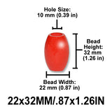 Oval Wood Beads, 2 Sizes (13x25mm, 22x32mm), 8 Color Options, Macrame Plant Hangers, Jewelry Making, Home Decor