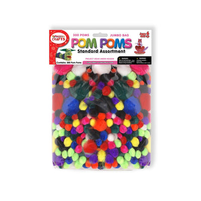 Pom Poms 300-Count Assortment, 6 Color Mix Options, Kids Crafts, School Art Projects, Decoration Making