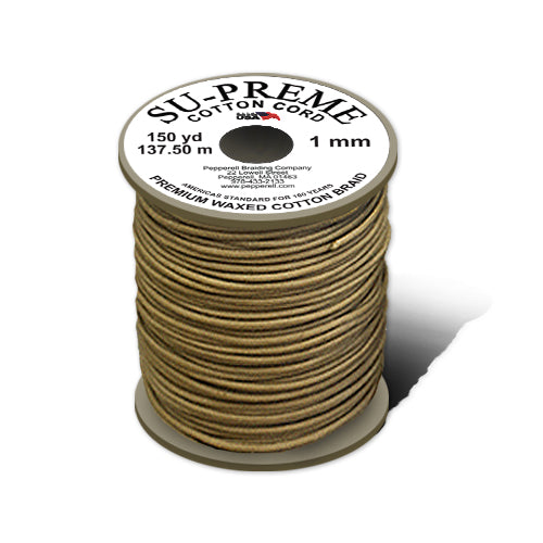 Su-Preme Waxed Cotton Cord - 1mm (.39 inch) or 2mm (.078 inch
