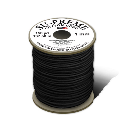Su-Preme Waxed Cotton Cord - 1mm (.39 inch) or 2mm (.078 inch