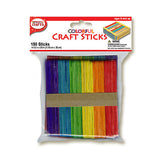 Colorful Wooden Popsicle Sticks, 150 or 500 Count, Pre-Colored, Kids Crafts, School Art Projects, DIY Building