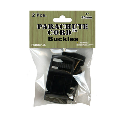 PCBUCK25 Paracord Buckles, 25mm Black Plastic Clasp, Survival Gear, Pet Packs, Camping Straps