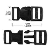 PCBUCK15 Paracord Buckles, 15mm Black Plastic, 5-Piece or 30-Piece Pack, Bracelets, Lanyards, Pet Collars