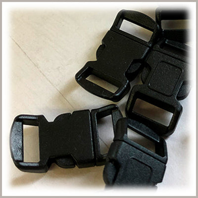 PCBUCK15 Paracord Buckles, 15mm Black Plastic, 5-Piece or 30-Piece Pack, Bracelets, Lanyards, Pet Collars