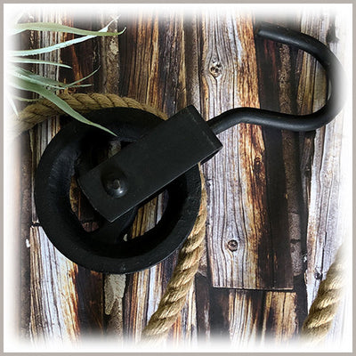 Decorative Black Iron Pulley, Large, Metal, Macrame Plant Hangers, Hanging Plant Display, Wall Art, Home Decor