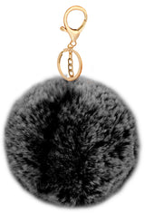 Faux Fur Pom-Poms with Zipper Pull, 6 Color Options, Keychains, Bag Charms, Hair Accessories