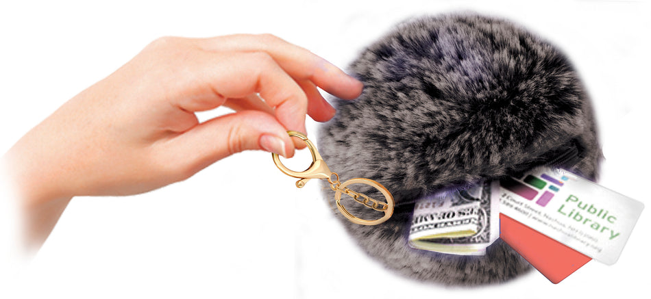 Zipper Faux Fur Poms