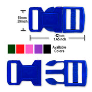 PCBUCK15C Paracord Buckles, 15mm Assorted Colors, Plastic, Paracord Bracelets, Pet Collars, Friendship Bracelets