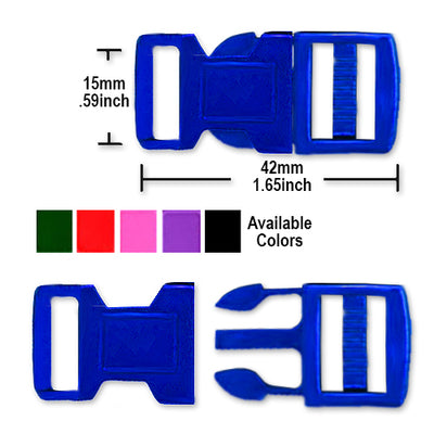PCBUCK15C Paracord Buckles, 15mm Assorted Colors, Plastic, Paracord Bracelets, Pet Collars, Friendship Bracelets