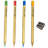 Colored Chalk Pencil Set with Sharpener, 4-Color (Red, Orange, Green, Blue), Slate Chalkboards, Decorative Lettering, Chalkboard Art