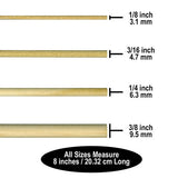 Wooden Dowels 8 in, 4 Diameters (1/8–3/8 in), Unfinished Wood, Macrame Hangers, Kids Crafts, DIY Home Projects