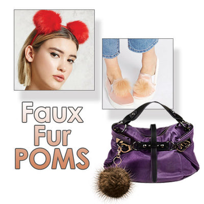 Faux Fur Pom-Poms, Small, Medium or Large, Acrylic, 28 Color Options, Hat Toppers, Keychains, Hair Accessories