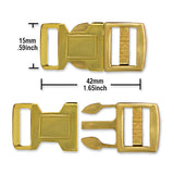 PCBUCK15G Paracord Buckles, 15mm Gold Plastic Clasp, Paracord Bracelets, Pet Collars, Friendship Bracelets