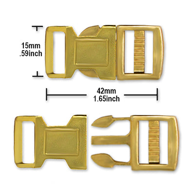 PCBUCK15G Paracord Buckles, 15mm Gold Plastic Clasp, Paracord Bracelets, Pet Collars, Friendship Bracelets