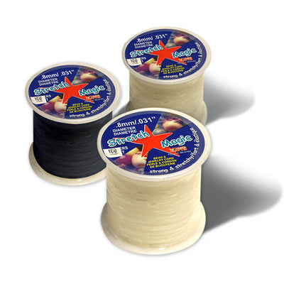 Stretch Magic Elastic Cord, 100m Bulk Spool, 5 Sizes (.5mm–1mm), 3 Color Options, Bead Stringing, Bracelets, Jewelry Making