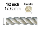 Cotton Craft Rope, Natural Fiber, 3 Diameter Options (1/4, 3/8, 1/2 inch), Macrame, Plant Hangers, Home Decor Weaving