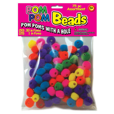 Pom Pom Beads, Fluffy Craft Balls, 2 Sizes (1/2" and 1"), Solid and Mixed Colors, Jewelry Making, Kids Crafts, Home Decor