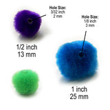 Pom Pom Beads, Fluffy Craft Balls, 2 Sizes (1/2" and 1"), Solid and Mixed Colors, Jewelry Making, Kids Crafts, Home Decor