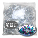 Floating Candle Wick Bulk Pack, 100 Floats and 500 Wicks, Cotton, Event Candle Making, Weddings, Wholesale Craft Supply