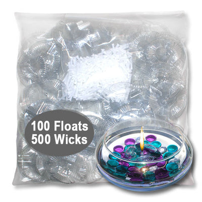 Floating Candle Wick Bulk Pack, 100 Floats and 500 Wicks, Cotton, Event Candle Making, Weddings, Wholesale Craft Supply