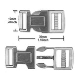 PCBUCK12S Paracord Buckles, 12mm Silver Plastic Clasp, Paracord Bracelets, Lanyards, Friendship Bracelets