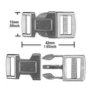 PCBUCK15S Paracord Buckles, 15mm Silver Plastic Clasp, Paracord Bracelets, Pet Collars, Lanyards