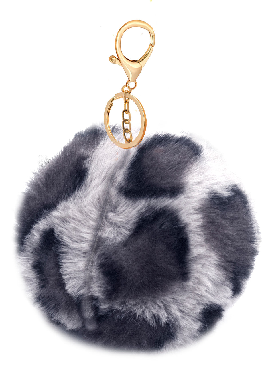 Zipper Faux Fur Poms