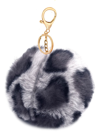 Faux Fur Pom-Poms with Zipper Pull, 6 Color Options, Keychains, Bag Charms, Hair Accessories