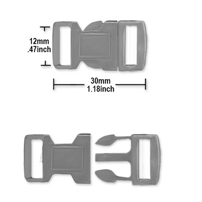 PCBUCK12S Paracord Buckles, 12mm Silver Plastic Clasp, Paracord Bracelets, Lanyards, Friendship Bracelets