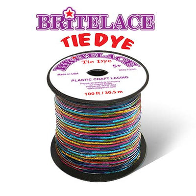 Britelace Tie-Dye Plastic Lacing, 4 Color Patterns, 100ft Spool, Friendship Bracelets, Lanyards, Craft Keychains
