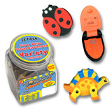 Novelty Eraser Variety Pack, 25-Piece Canister Set, Kids Party Favors, Classroom Prize Box, School Supply Gifts