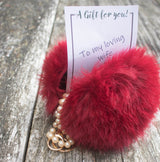 Faux Fur Pom-Poms with Zipper Pull, 6 Color Options, Keychains, Bag Charms, Hair Accessories