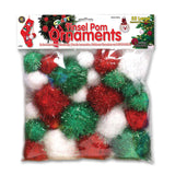 Glitter Pom Poms, 25-Count Pack, Assorted Colors, Kids Crafts, Card Making, Scrapbooking and Decoration