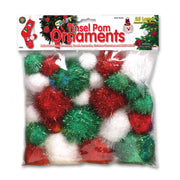 Glitter Pom Poms, 25-Count Pack, Assorted Colors, Kids Crafts, Card Making, Scrapbooking and Decoration