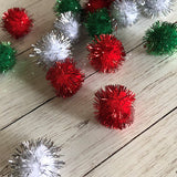 Glitter Pom Poms, 25-Count Pack, Assorted Colors, Kids Crafts, Card Making, Scrapbooking and Decoration